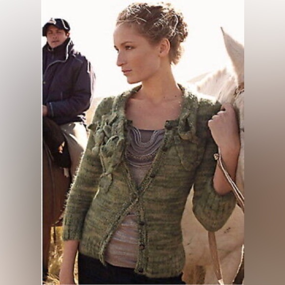 Anthropologie Sweaters - Anthropologie sleeping on snow olive green wool lightweight sweater/cardigan…